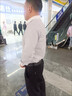 軒宇錦跨境爆款長袖襯衫免燙抗皺條紋棉襯衫男士襯衣休閑shirt歐高檔服 白底藍色條紋商務 休閑 長袖襯衫 XS （中國碼XL） 適合1.70米左右 曬單實拍圖