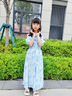 女童連衣裙夏裝2025新款兒童洋氣碎花公主裙子女孩夏季長(cháng)款沙灘裙 086水墨藍碎花裙 120 曬單實(shí)拍圖