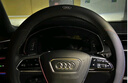 德言適用奧迪方向盤套真皮A6L/A4L/A7L/A8L/Q5L/A3A6A5Q3Q7Q8S4S5rs6Q6Q2L車把套超薄款 D型【黑色線】帶車標(biāo) 曬單實(shí)拍圖
