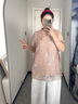 MsShe【新中式珠片刺繡小衫】大碼女裝2025夏裝胖mm高端長(zhǎng)款上衣 柔霧粉色現(xiàn)貨 2XL 曬單實(shí)拍圖