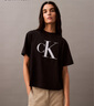 Calvin KleinJeans夏季女士休閑簡(jiǎn)約ck字母純棉圓領(lǐng)純色針織內搭短袖T恤上衣 BAE-太空黑 S 曬單實(shí)拍圖
