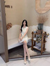蔻伊婭（Kouyiya）品牌女裝新品連衣裙女2025夏季款氣質(zhì)名媛千金小香風(fēng)無袖背心裙女 米白色 S 曬單實(shí)拍圖