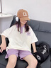 FNJ KIDS童裝女童套裝2025夏裝新款洋氣Polo領t恤中大童運動兩件套 紫色 150 (建議身高140-150cm) 曬單實拍圖