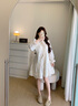 香影【云朵出逃】波西米亞杏白色連衣裙女2025秋新款萊賽爾天絲裙 杏色 S 曬單實(shí)拍圖