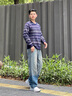 Teenie Weenie Men小熊男裝復古美式鎖溫保暖舒適質(zhì)感提花厚款毛衣 藏青 M 曬單實拍圖