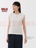 無印良品（MUJI）女式 雙股天竺編織法國袖T恤上衣打底衫內(nèi)搭女裝25年夏季BB2RPA5S 白色 XL (165/92A) 曬單實拍圖