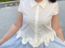 獨束大碼女裝立體荷葉邊時(shí)尚套裝2025夏季新品時(shí)尚氣質(zhì)上衣半裙 梔子白（上衣-常規短袖） L （尺碼：2） 曬單實(shí)拍圖