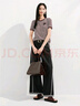 玖姿·安娜蔻miu風(fēng)航海風(fēng)條紋針織短袖T恤女2025夏季新款 條黑白 M 曬單實(shí)拍圖