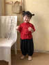 DOMIAMIAKIDS2025新款寶寶表演服禮服兒童漢服改良夏季男女童古裝短袖唐裝 女童（套裝） 100 【建議身高91-100cm】 曬單實(shí)拍圖
