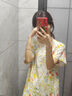棉綢睡裙女夏薄款2025新款睡衣韓版甜美少女網(wǎng)紅家居外穿裙子QM 白底彩花2301 均碼 (90-140斤內穿) 曬單實(shí)拍圖
