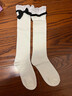 JIOESC白色襪子女夏季小腿襪洛麗塔蝴蝶結配瑪麗珍鞋蕾絲中筒襪長(cháng)筒襪 白色 1雙 均碼 【80-110斤】 曬單實(shí)拍圖