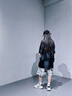 魅樂(lè)凱兒童街舞演出潮服少兒架子鼓表演服女孩洋氣破洞體恤男童嘻哈套裝 黑衣+白迷彩中褲+方巾 160 （尺碼寬松） 曬單實(shí)拍圖