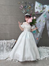 姣霓（joli）公主裙女童絕美緞面禮服女孩生日高端兒童主持人鋼琴演奏演出服 白色 130 cm 曬單實(shí)拍圖