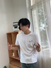 名創(chuàng)優(yōu)品（MINISO）白色純棉短袖夏季青少年高中生個性潮流設計感簡約風重磅t恤男潮 白色(m期待微笑胸標) L /175(30天質量問題全額退) 曬單實拍圖