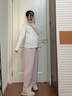 西瓜媽媽孕婦褲子夏季2025薄款無(wú)托腹冰絲抽繩休閑闊腿褲女裝小個(gè)子夏款 夏季款-香芋色 L 120-140斤 曬單實(shí)拍圖