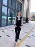 俞兆林（YUZHAOLIN）中老年人女裝春秋外套60歲70奶奶毛呢媽媽冬裝長袖老太太加絨衣服 FFT888003 藍樹葉-單件上衣【春秋款】 3XL (建議102-135斤) 曬單實拍圖