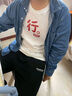 GENIOLAMODE短袖男士夏季純棉休閑舒適透氣趣味文字印花t恤男裝潮 深灰  L  曬單實(shí)拍圖