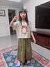 貝孩趣童裝女童套裝夏裝兒童洋氣時尚短袖T恤中大童女孩學(xué)生衣服兩件套 米色 150 (適合身高140CM) 曬單實(shí)拍圖