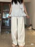 simple pieces【天絲涼感寬松薯?xiàng)l】夏新款SPS牛仔褲女直筒拖地褲 經(jīng)典白/身高153-164CM(現(xiàn)貨) L 90/93 （105-115斤） 曬單實(shí)拍圖
