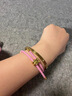 縱歐鹿黃金helloKitty凱蒂貓手串kt貓咪皮繩手鏈金包銀送女友閨蜜生日禮 KT貓+粉皮繩 曬單實拍圖