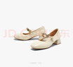 百思圖25春商場(chǎng)同款復(fù)古通勤瑪麗珍鞋粗跟女單鞋A1622AQ5 米白色 35 曬單實(shí)拍圖