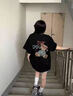 佐敘黑色純棉短袖女2025夏新款ins潮寬松半袖上衣小熊印花百搭顯瘦t恤 黑色 M （85-110斤） 曬單實(shí)拍圖