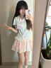閃動(dòng)少女（SHANDONGSHAONV）洛麗塔夏日多巴胺可愛(ài)甜美少女藍色娃娃領(lǐng)上衣+粉色高腰套裝 單件藍色娃娃領(lǐng)上衣 均碼 M100110 曬單實(shí)拍圖