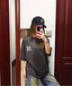 美職棒（MLB）官方旗艦 男女情侶裝短袖25夏季新款上衣后背仿牛仔老花半袖服T恤 紐約洋基隊(duì)1053/炭灰色 M 170/92A 曬單實(shí)拍圖