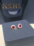 HKHL 925銀鴿血紅寶石耳釘女士耳環(huán)輕奢氣質(zhì)耳飾高級感生日禮物送老婆 鴿血紅寶石耳釘一對【證書(shū)+輕奢禮盒】 曬單實(shí)拍圖