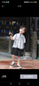 旗鉑漢服男童夏季新中式古風(fēng)兒童國(guó)風(fēng)衣服 竹影短袖（僅上衣) 140 曬單實(shí)拍圖
