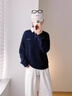 Marc O'Polo/MOP 2025初秋新款潮流撞色POLO領長袖套頭衛(wèi)衣女春秋休閑風上衣 藏青899 S 曬單實拍圖