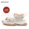 達芙妮（DAPHNE）涼鞋女款2025年最新款夏季軟底運動(dòng)涼鞋女魔術(shù)貼松糕厚底沙灘鞋女 米杏色【厚底5CM】 36 曬單實(shí)拍圖