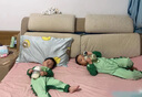 G.DUCKKIDS小黃鴨兒童連體睡衣春秋薄款嬰兒寶寶防踢睡袋男童卡通恐龍家居服 綠色 100 尺碼2~3歲【 90-100cm】 曬單實拍圖