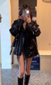 RHUDE FOG品牌女裝美式復(fù)古皮衣外套女2025春秋新款時(shí)尚休閑顯瘦高級(jí)感酷颯 黑色 M 曬單實(shí)拍圖