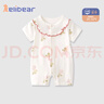 顆粒熊（KELIXIONG）嬰兒衣服夏季薄款純棉無(wú)骨短袖連體衣女寶寶哈衣新生兒衣服A類 白色(5A面料) 80cm 曬單實(shí)拍圖