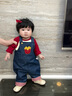 幼歌（YOUGE）嬰幼兒薯條造型軟牛仔背帶休閑褲寶寶童趣舒適寬松褲子 牛仔藍(lán) 73 cm 曬單實拍圖