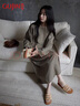 古今（GUJIN）春秋新品純棉睡裙女長(cháng)家居服裙子休閑寬松大碼可外穿睡衣帶胸墊XL 曬單實(shí)拍圖