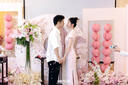泰勒馬丁粉色旗袍新娘敬酒服新中式結(jié)婚訂婚婚禮服小個子可穿晨袍 QP03(短袖款無長袖款) S 曬單實拍圖