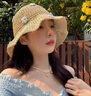 萬(wàn)佳臻沙灘草帽子女2025新款夏天海邊遮陽(yáng)防曬太陽(yáng)帽草編度假涼帽大帽檐 草編帽【米色/藍菊花】 曬單實(shí)拍圖
