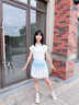 小豬彼特女童網(wǎng)球套裝速干運(yùn)動(dòng)服兒童冰絲涼感短袖大童百褶裙子羽毛球訓(xùn)練 6126漸變 170 cm 曬單實(shí)拍圖