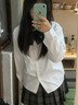 相伊戀人JK制服女2025春夏新款白襯衫百褶裙套裝學(xué)院純欲風(fēng)女裝辣妹短裙 長(cháng)袖基礎款襯衫【單件】 M 碼【適合90-105斤】 曬單實(shí)拍圖