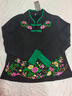 啄木鳥(niǎo)民族風(fēng)女裝上衣春秋裝女刺繡長(cháng)袖t恤女盤(pán)扣復古中國風(fēng)純棉打底衫 黑色加絨 4XL（135-140斤） 曬單實(shí)拍圖
