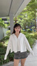 日本防曬衣女新款原紗型斗篷夏季寬松舒適透氣薄款冰絲防曬服外套 店主頂配防曬套裝淡黃色防曬衣+ 均碼 適合80-170斤 曬單實(shí)拍圖