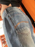 JEEP SPIRIT時(shí)尚美式復古重磅水洗做舊牛仔褲男余文樂(lè )潮牌寬松大碼直筒休閑長(cháng) 復古藍 2XL 【建議145-160斤】 曬單實(shí)拍圖
