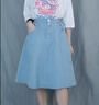 唐思薇牛仔半身裙女夏季2025新款初中高中學(xué)生傘裙中長(zhǎng)款高腰a字裙褲子 淺藍(lán)色 M 建議95-105斤 曬單實(shí)拍圖