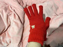 JTTCAC韓版紅色毛線(xiàn)手套女冬季加長(cháng)保暖針織防凍露指可觸屏可愛(ài)新年手套 #246-紅色 【手套】 均碼 曬單實(shí)拍圖