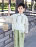 耀王兒童漢服春秋女童套裝男童長(cháng)袖新中式演出服寶寶中國風(fēng)唐裝STX03 綠色男女同款 120 曬單實(shí)拍圖