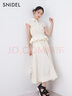 SNIDEL春夏優(yōu)雅荷葉邊吊帶翻領(lǐng)收腰連衣裙套裝SWFO242059 直條 S （0） 曬單實(shí)拍圖