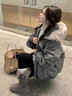 鏡莎棉服女2025新款冬季羽棉襖絨服女加厚大毛領(lǐng)韓版寬松學(xué)生連帽外套 灰色 均碼 可以備注碼數 曬單實(shí)拍圖