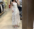 FOX.G裙子新品吊帶連衣裙女夏季2025新款衣服女裝小個(gè)子法式純欲長(cháng)裙 水墨碎花荷葉邊連衣裙 L 【建議110-120斤】 曬單實(shí)拍圖